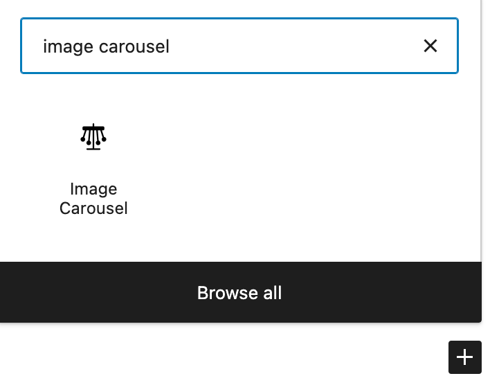 The Image Carousel block icon in the WordPress block inserter.